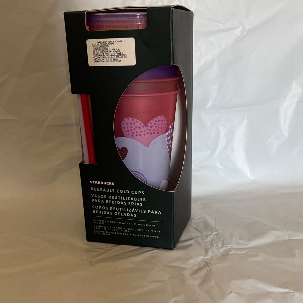 Mexico exclusive Starbucks Red and Purple Heart Cold Cups